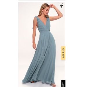 Lulus- DANCE THE NIGHT AWAY SLATE BLUE MAXI DRESS